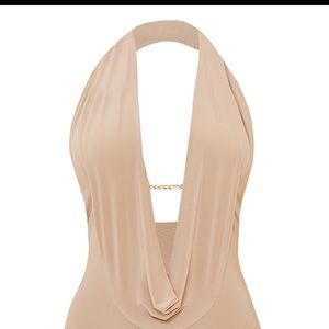 Stone slinky cowl chain dress